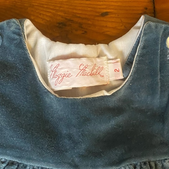 Vintage Maggie Mackall Blue Velour Candy Cane Dress Size 2 - Picture 4 of 4